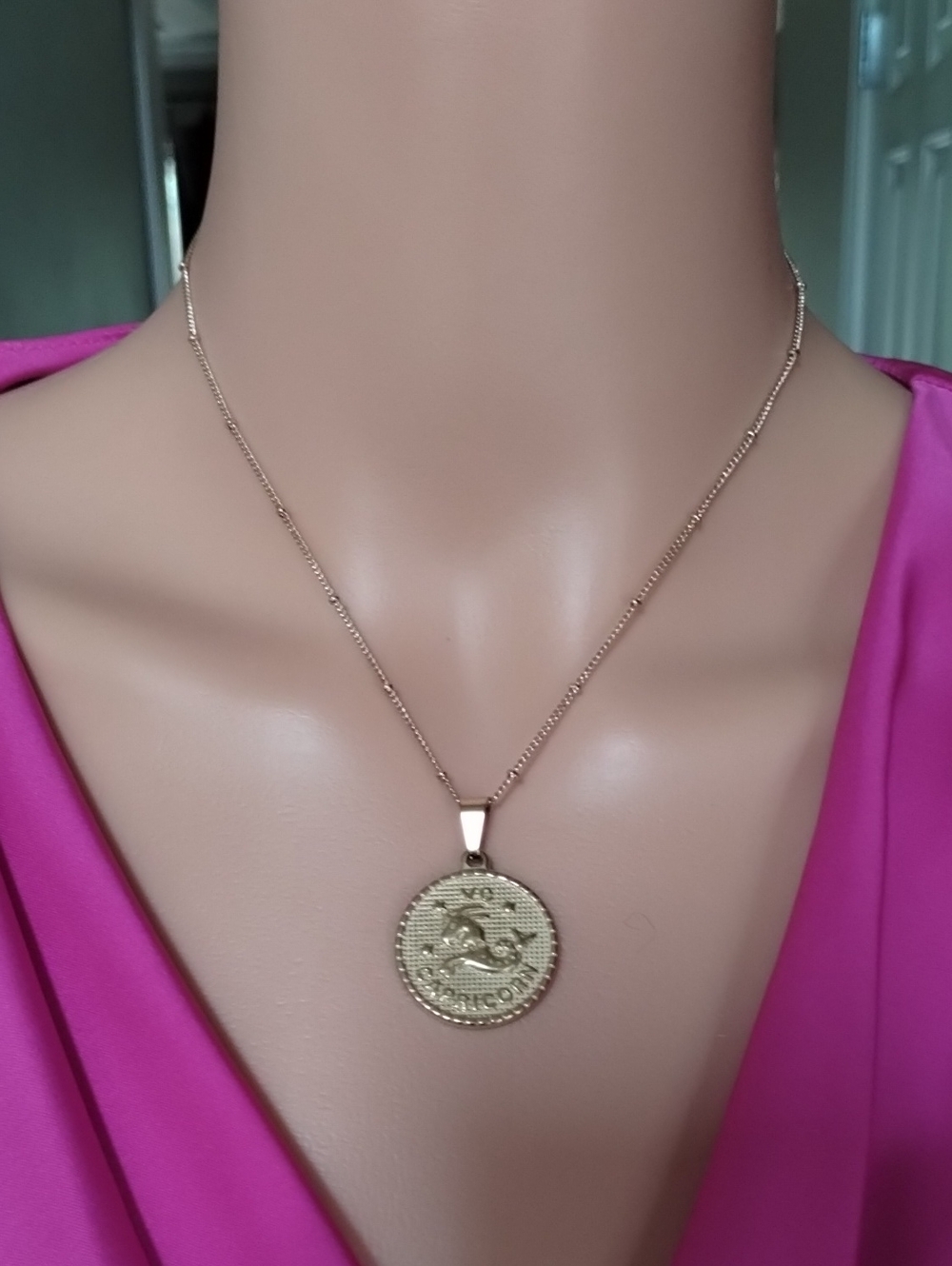 Gold Capricorn Pendant Necklace - Picture 2 of 16